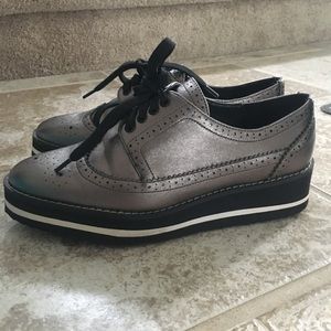 Zara Metallic Platform Oxford Brogue Bluchers